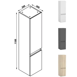 Ensemble meuble + vasque + miroir lumineux + colonne 100cm meuble salle de bain Anthracite