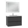 Ensemble meuble de salle de bain avec tiroirs 80cm, vasque céramique et LED miroir, anthracite