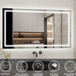Ensemble meuble de salle de bain avec tiroirs 80cm, vasque céramique et LED miroir, anthracite