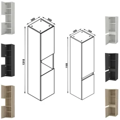 Ensemble meuble de salle de bains 80cm, simple vasque et colonne et LED miroir rectangulaire,blanc