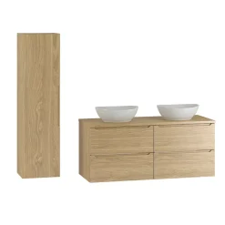 Ensemble meuble double vasque 120cm et colonne Viggo Bois
