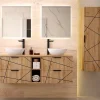 Ensemble meuble double vasque 140cm 2 niches et colonne Teren Bois