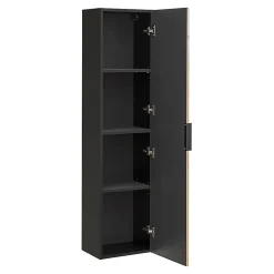 Ensemble meuble double vasque 140cm 2 niches et colonne Gaia Bois et Noir - Vasque Noir