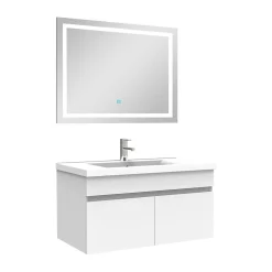 Ensemble meuble et vasque et miroir lumineux 80cm meuble salle de bain Blanc