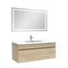 Ensemble meuble et vasque et miroir lumineux 100cm meuble salle de bain Chêne Wotan