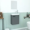 Ensemble Meuble Lave Mains Gris 41x50x22cm + Miroir - SMALLY GREY