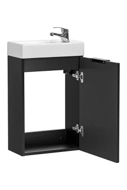 Ensemble meuble lave-mains suspendu ADEL noir avec le lavabo FIKA 40 cm