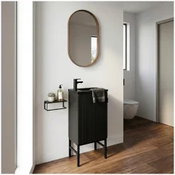 Ensemble meuble lave-mains chêne carbone + robinet STUDIO
