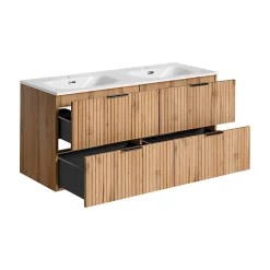 ENSEMBLE MEUBLE SALLE DE BAIN 120 CM AVEC VASQUE SKY - ADEL OAK