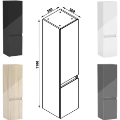 Ensemble meuble salle de bain 100 cm Chêne Wotan brillant avec 2 tiroirs, lavabo céramique simple + colonne, suspendu