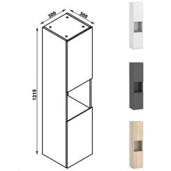 Ensemble meuble salle de bain + vasque + miroir lumineux + colonne 100cm Chêne Wotan