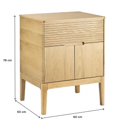 Ensemble meuble simple vasque 60 cm chêne + vasque ALASKA