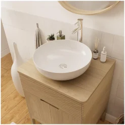 Ensemble meuble simple vasque 60 cm chêne + vasque ALASKA