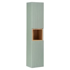 Ensemble meuble simple vasque encastree 50cm 2 tiroirs et colonne Jade Vert et Bois