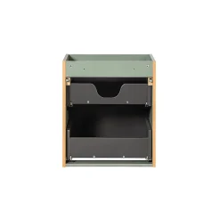 Ensemble meuble simple vasque encastree 50cm 2 tiroirs et colonne Jade Vert et Bois