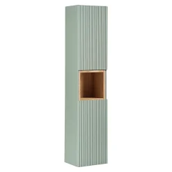 Ensemble meuble simple vasque encastree 60cm 2 tiroirs et colonne Jade Vert et Bois