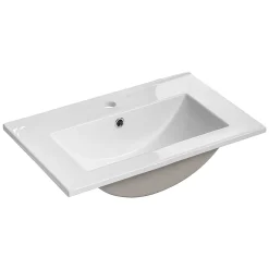 Ensemble meuble simple vasque encastree 60cm 2 tiroirs et colonne Jade Vert et Bois