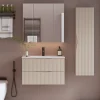 Ensemble meuble simple vasque encastree 80cm et colonne Tao Cachemire