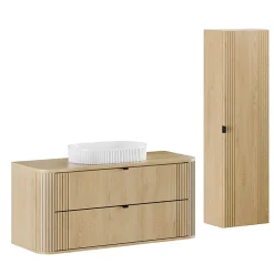 Ensemble meuble simple vasque 120cm et colonne Mila Bois