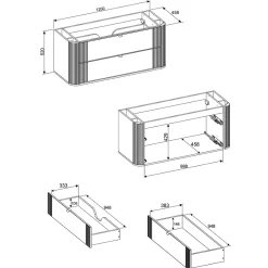 Ensemble meuble simple vasque 120cm et colonne Mila Bois