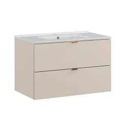 Ensemble meuble simple vasque encastree 80cm et colonne Azel Cachemire