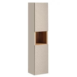 Ensemble meuble simple vasque 80cm 2 tiroirs et colonne Manoa Cachemire et Bois