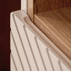 Ensemble meuble simple vasque 80cm 2 tiroirs et colonne Manoa Cachemire et Bois