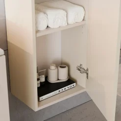 Ensemble meuble simple vasque encastree 80cm et colonne Sanae Beige sable