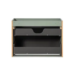 Ensemble meuble simple vasque 100cm 2 tiroirs 2 niches et colonne Jade Vert et Bois