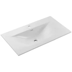 Ensemble meuble simple vasque encastree 80cm et colonne Isaline Bois
