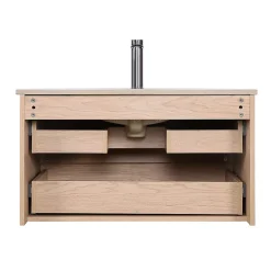 Ensemble meuble simple vasque SORRENTO 80cm avec plan céramique, robinet, miroir et colonne