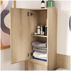 Ensemble meuble simple vasque SORRENTO 80cm avec plan céramique, robinet, miroir et colonne