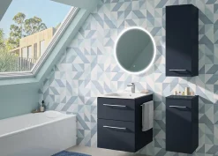 Ensemble meuble sous vasque l.55 cm bleu + vasque céramique Selva Geberit