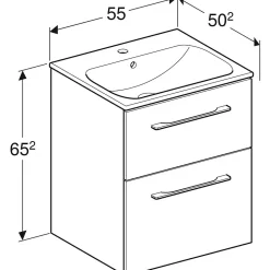 Ensemble meuble sous vasque l.55 cm blanc + vasque céramique Selva Geberit