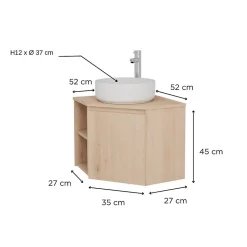 Ensemble meuble sous vasque d'angle SORRENTO + vasque blanche