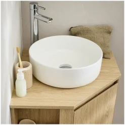 Ensemble meuble sous vasque d'angle SORRENTO + vasque blanche