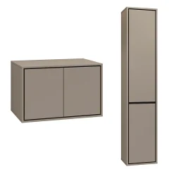 Ensemble meuble sous-vasque 80 cm et colonne Sophea Taupe