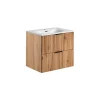ENSEMBLE MEUBLE VASQUE 60 CM AVEC CéRAMIQUE SKY FINITION CHêNE WOTAN ADEL OAK