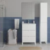 Ensemble meuble vasque blanc mat l.60 cm + plan vasque blanc en céramique + miroir, Otto