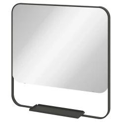 Ensemble meuble vasque faible profondeur blanc avec porte-serviettes l.85 x H.82 x P.36 cm + plan vasque résine blanc + miroir, GoodHome Maza