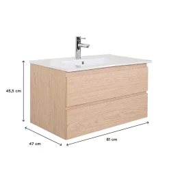 Ensemble meuble vasque SORRENTO 80cm avec robinet, miroir et colonne