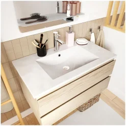 Ensemble meuble vasque SORRENTO 80cm avec robinet, miroir et colonne