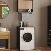 Ensemble meubles de buanderie WALLIS noir et bois façon hêtre pour machine à laver