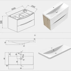Ensemble meubles Salle de Bain 80cm simple vasque + miroir lumineux