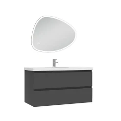 Ensemble meubles Salle de Bain 100cm vasque + miroir 3 couleurs lumineux Anthracite