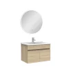 Ensemble meubles Salle de Bain simple vasque 60cm + miroir lumineux Chêne Wotan