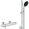 Ensemble mitigeur de douche thermostatique + douchette + flexible et barre, chrome, Grohe Start