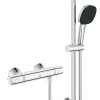 Ensemble mitigeur de douche thermostatique + douchette + flexible et barre, chrome, Grohe Trend