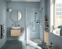 Ensemble mitigeur de douche thermostatique + douchette + flexible et barre, chrome, Grohe Trend
