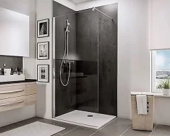 Ensemble paroi de douche à l'italienne l. 100 x H. 190 cm NewStyle et receveur de douche 80 x 100 cm, blanc et transparent, Schulte